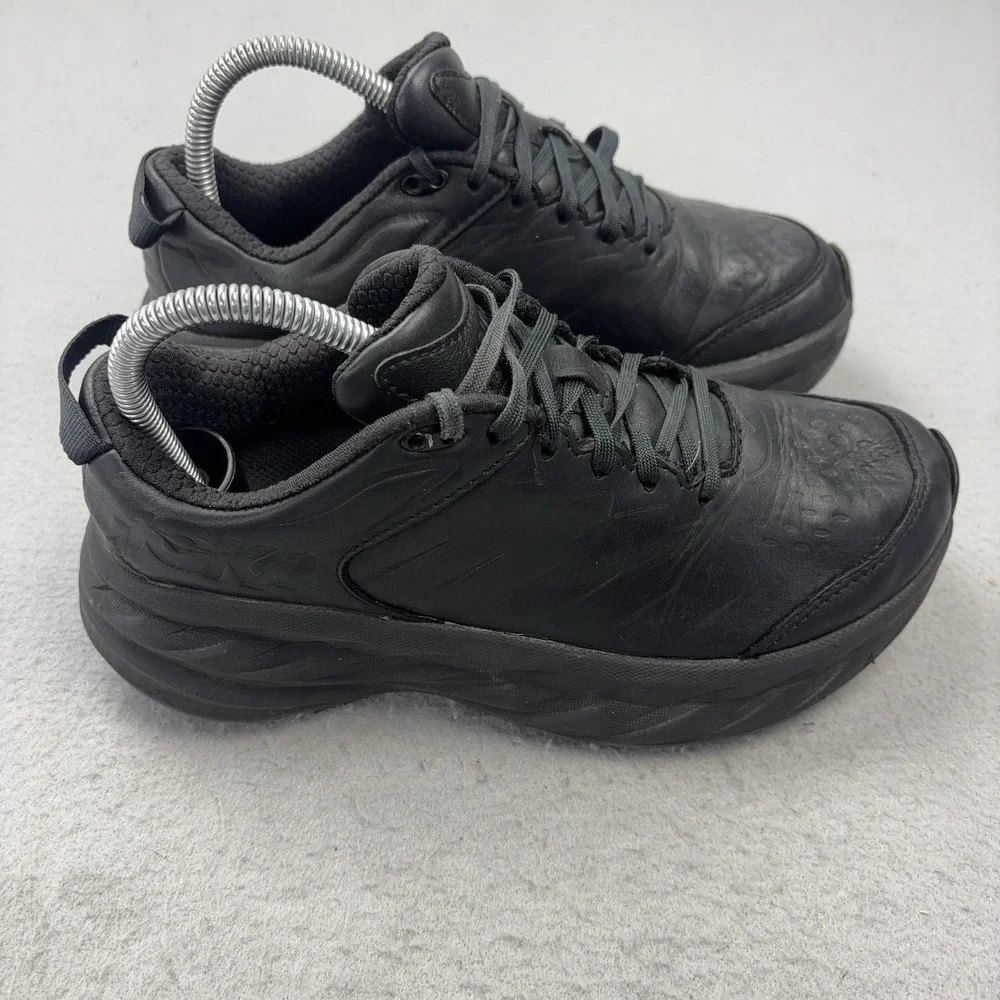 Hoka One One Bondi SR Shoes Womens Size 7 Black Sneakers Cushioned Leather